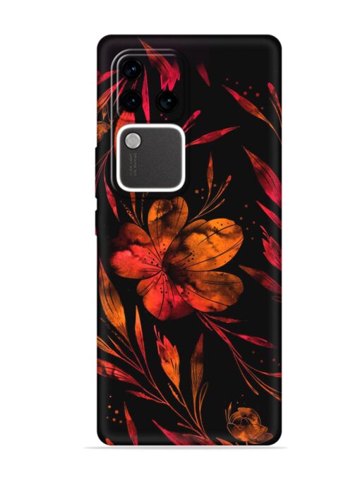 Red Flower Painting Embossed Soft Silicone Case for Vivo V30 Pro (5G) Zapvi