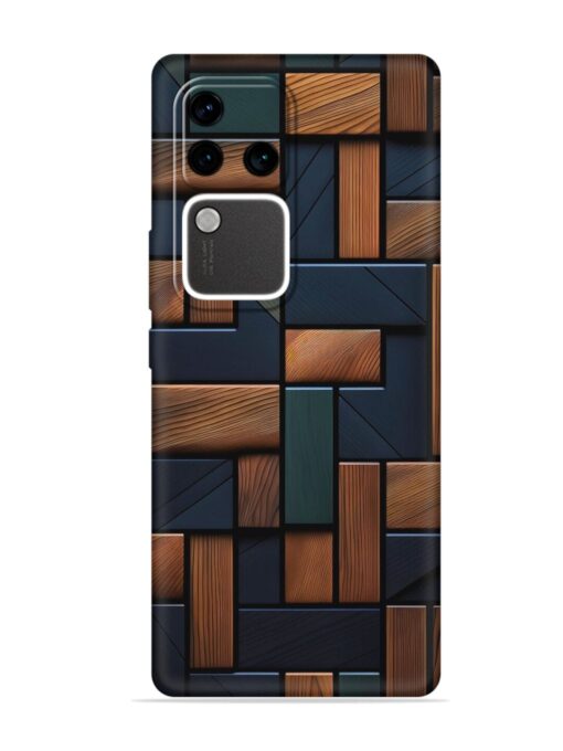 Wooden Background Cubes Embossed Soft Silicone Case for Vivo V30 Pro (5G)