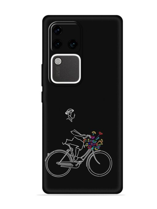 Minimalist Cycle Art Embossed Soft Silicone Case for Vivo V30 Pro (5G)