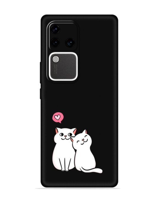 Cute Loving Cats Embossed Soft Silicone Case for Vivo V30 Pro (5G)