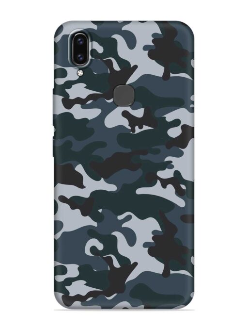 Dark Blue Army Military Art Embossed Soft Silicone Case for Vivo V9 Youth