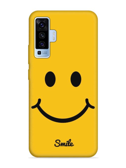 Yellow Smiley Embossed Soft Silicone Case for Vivo X50 Zapvi