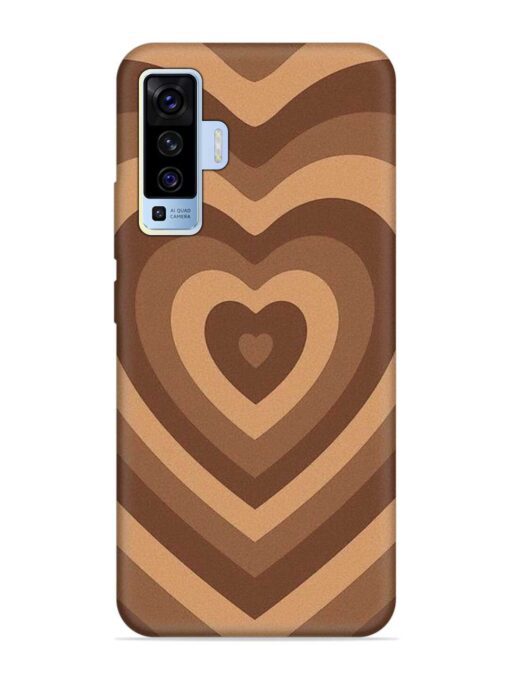 Brown Heart Embossed Soft Silicone Case for Vivo X50 Zapvi