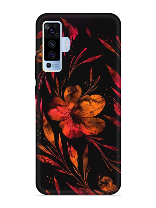 Red Flower Painting Embossed Soft Silicone Case for Vivo X50 Zapvi