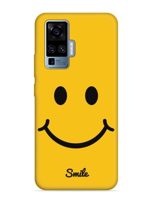 Yellow Smiley Embossed Soft Silicone Case for Vivo X50 Pro Zapvi