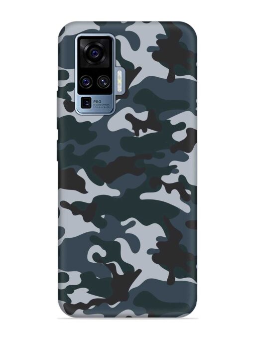 Dark Blue Army Military Art Embossed Soft Silicone Case for Vivo X50 Pro Zapvi