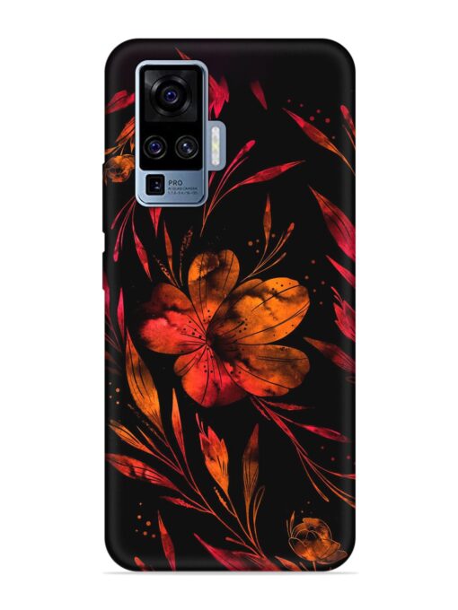 Red Flower Painting Embossed Soft Silicone Case for Vivo X50 Pro Zapvi