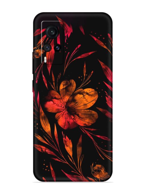 Red Flower Painting Embossed Soft Silicone Case for Vivo X60 Zapvi