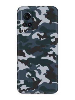 Dark Blue Army Military Art Embossed Soft Silicone Case for Vivo X60 Pro