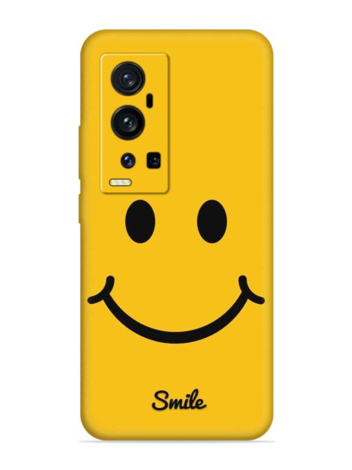 Yellow Smiley Embossed Soft Silicone Case for Vivo X60 Pro Plus