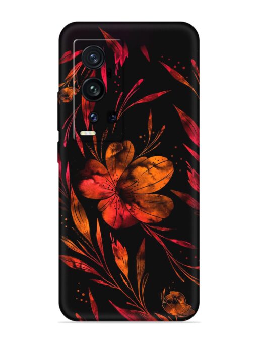 Red Flower Painting Embossed Soft Silicone Case for Vivo X60 Pro Plus