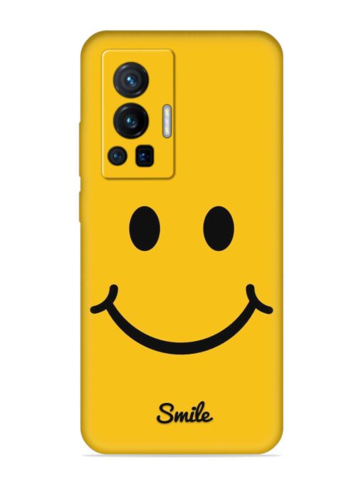 Yellow Smiley Embossed Soft Silicone Case for Vivo X70 Pro (5G) Zapvi