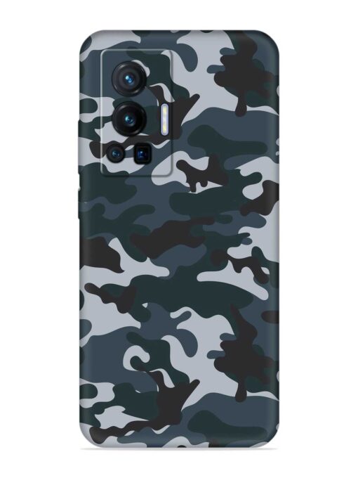 Dark Blue Army Military Art Embossed Soft Silicone Case for Vivo X70 Pro (5G) Zapvi