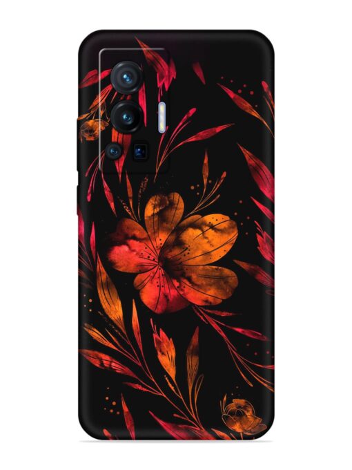 Red Flower Painting Embossed Soft Silicone Case for Vivo X70 Pro (5G) Zapvi