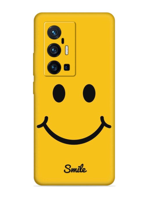 Yellow Smiley Embossed Soft Silicone Case for Vivo X70 Pro Plus Zapvi