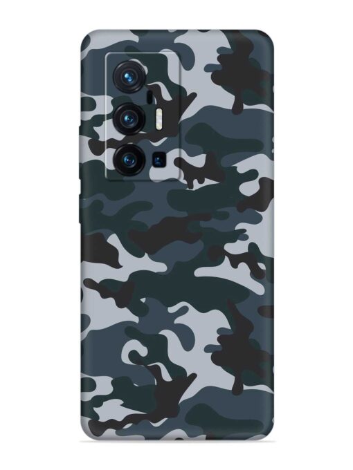 Dark Blue Army Military Art Embossed Soft Silicone Case for Vivo X70 Pro Plus