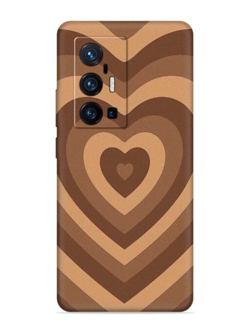 Brown Heart Embossed Soft Silicone Case for Vivo X70 Pro Plus