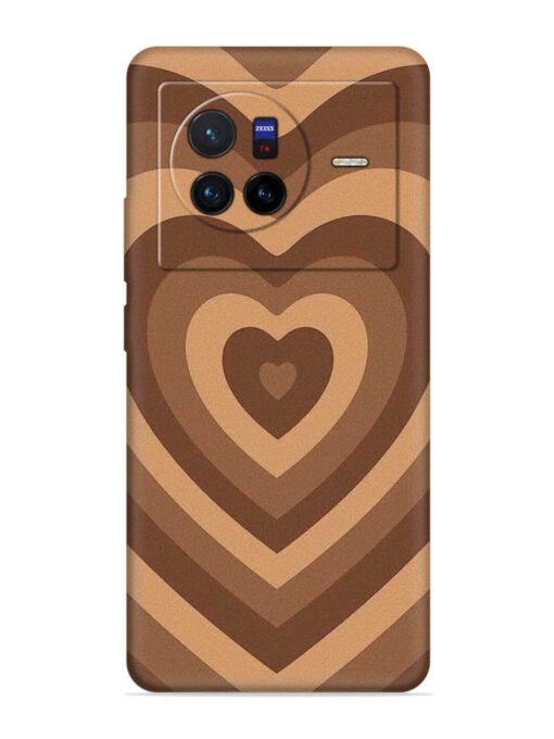 Brown Heart Embossed Soft Silicone Case for Vivo X80