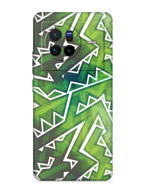 Green Graffiti Seamless Embossed Soft Silicone Case for Vivo X80 Zapvi