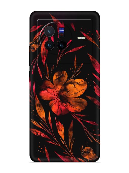 Red Flower Painting Embossed Soft Silicone Case for Vivo X80