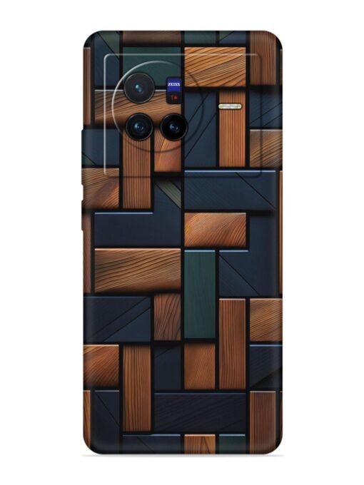 Wooden Background Cubes Embossed Soft Silicone Case for Vivo X80