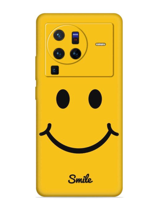 Yellow Smiley Embossed Soft Silicone Case for Vivo X80 Pro Zapvi