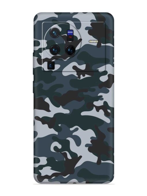 Dark Blue Army Military Art Embossed Soft Silicone Case for Vivo X80 Pro Zapvi