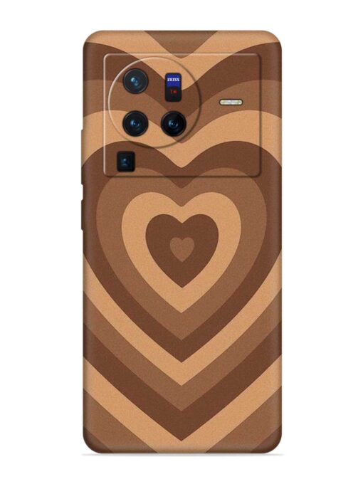 Brown Heart Embossed Soft Silicone Case for Vivo X80 Pro