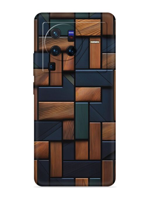 Wooden Background Cubes Embossed Soft Silicone Case for Vivo X80 Pro