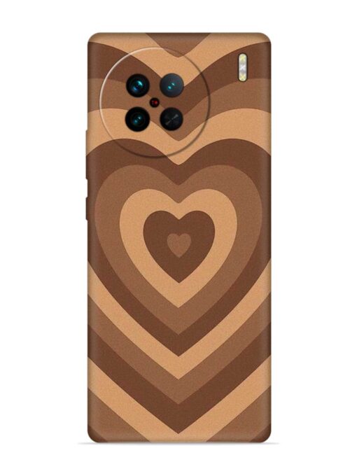 Brown Heart Embossed Soft Silicone Case for Vivo X90 Zapvi