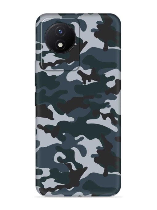 Dark Blue Army Military Art Embossed Soft Silicone Case for Vivo Y02