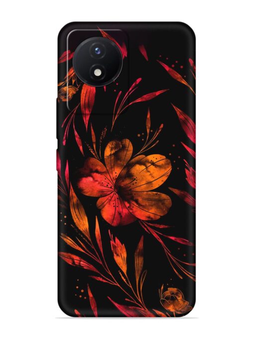 Red Flower Painting Embossed Soft Silicone Case for Vivo Y02