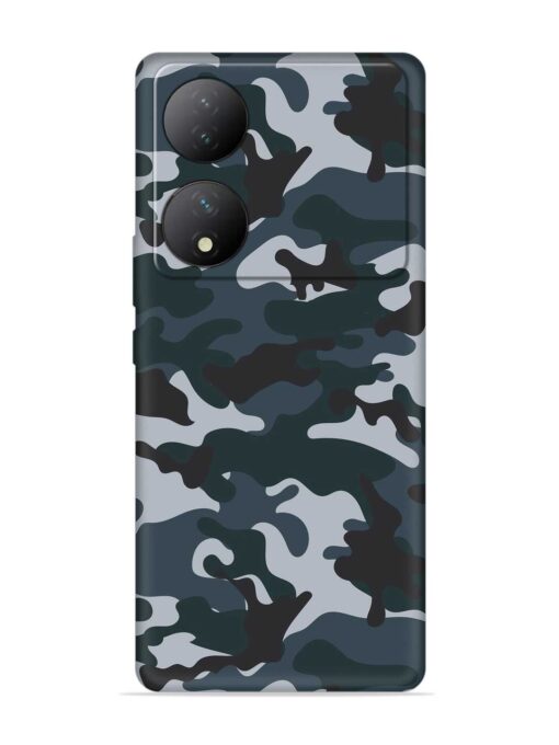 Dark Blue Army Military Art Embossed Soft Silicone Case for Vivo Y100 (5G)