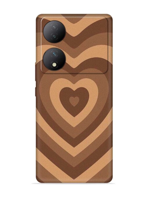 Brown Heart Embossed Soft Silicone Case for Vivo Y100 (5G)