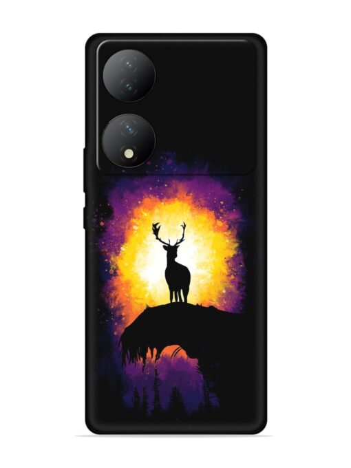 Elk Animal Art Embossed Soft Silicone Case for Vivo Y100 (5G)