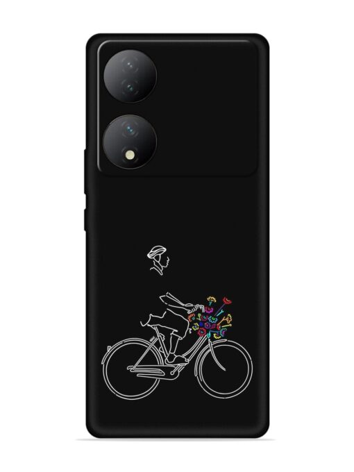 Minimalist Cycle Art Embossed Soft Silicone Case for Vivo Y100 (5G)