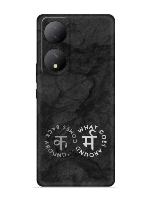 Karma Hindi Word Embossed Soft Silicone Case for Vivo Y100A (5G)