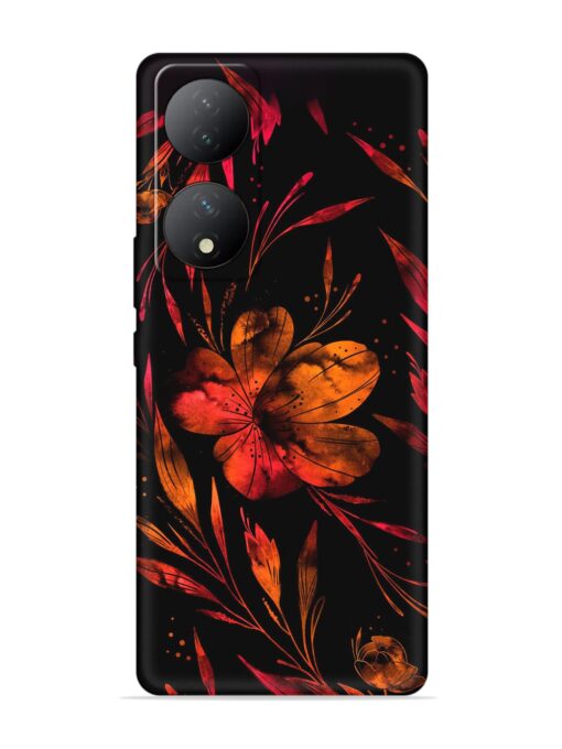 Red Flower Painting Embossed Soft Silicone Case for Vivo Y100A (5G) Zapvi