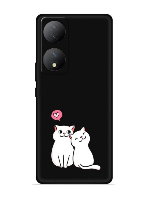 Cute Loving Cats Embossed Soft Silicone Case for Vivo Y100A (5G)