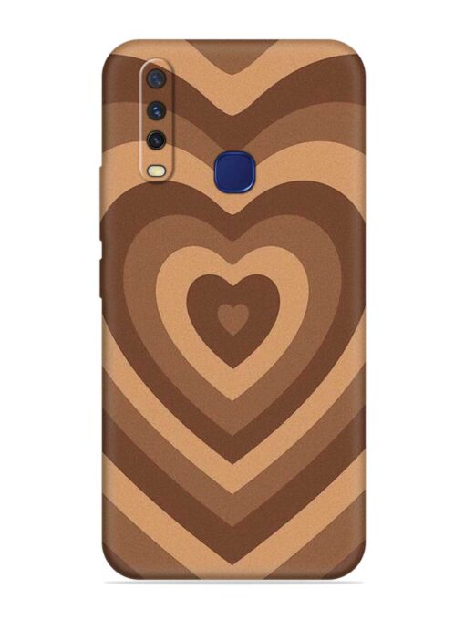 Brown Heart Embossed Soft Silicone Case for Vivo Y12 Zapvi