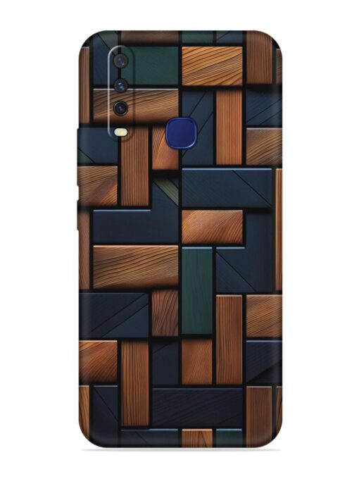 Wooden Background Cubes Embossed Soft Silicone Case for Vivo Y12 Zapvi