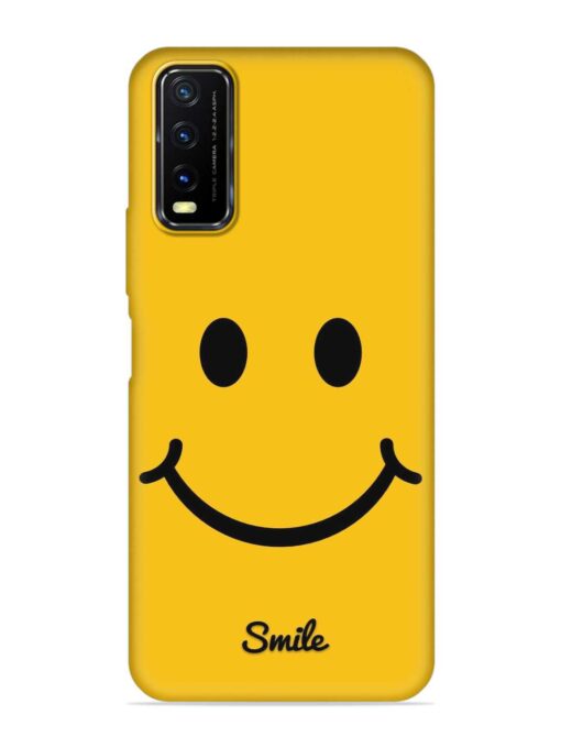 Yellow Smiley Embossed Soft Silicone Case for Vivo Y12S Zapvi