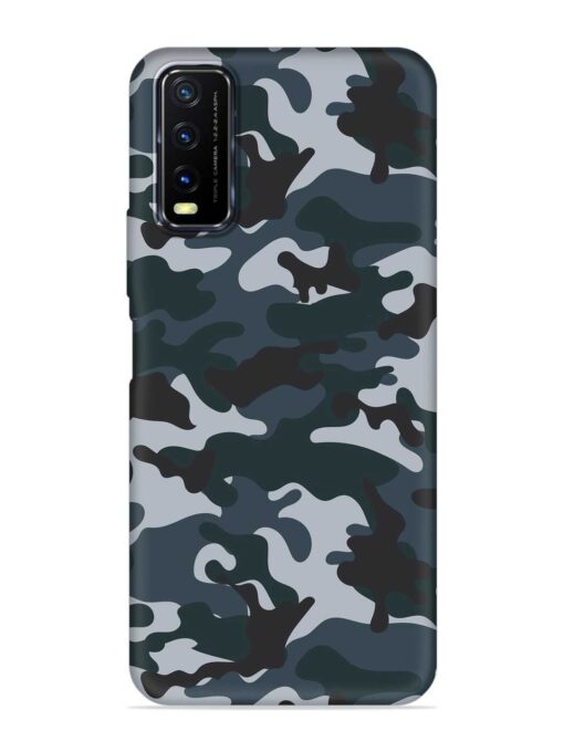 Dark Blue Army Military Art Embossed Soft Silicone Case for Vivo Y12S Zapvi