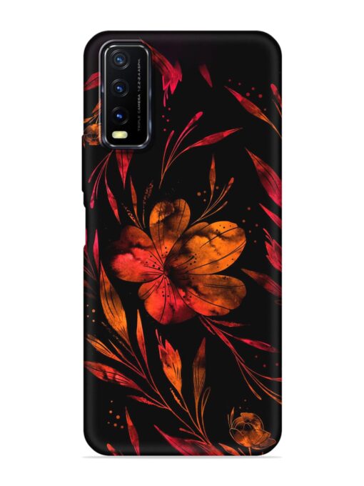 Red Flower Painting Embossed Soft Silicone Case for Vivo Y12S Zapvi