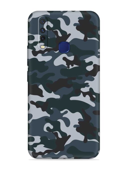 Dark Blue Army Military Art Embossed Soft Silicone Case for Vivo Y15 Zapvi