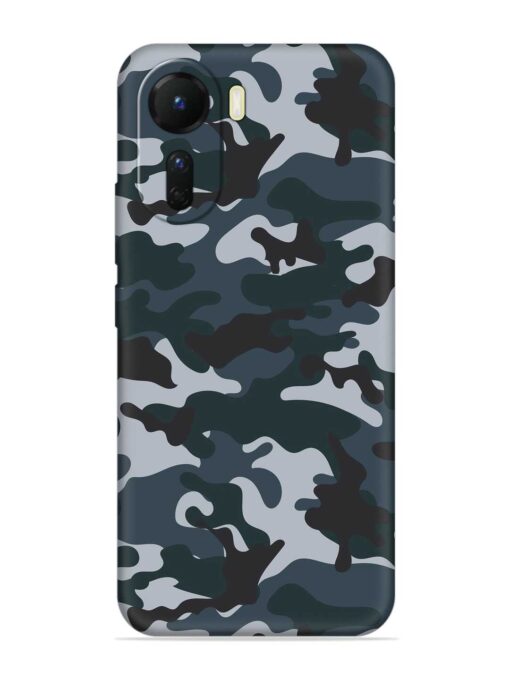 Dark Blue Army Military Art Embossed Soft Silicone Case for Vivo Y16