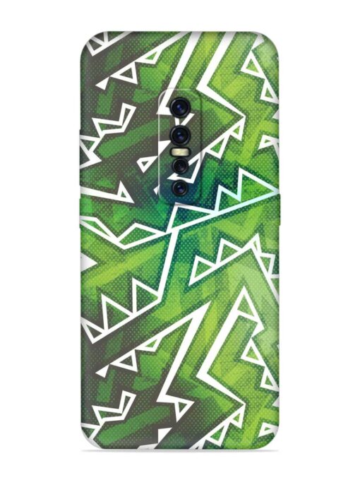 Green Graffiti Seamless Embossed Soft Silicone Case for Vivo Y17 Pro