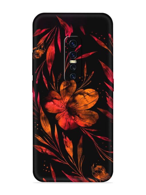 Red Flower Painting Embossed Soft Silicone Case for Vivo Y17 Pro