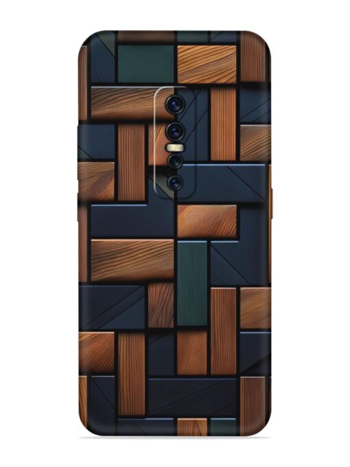 Wooden Background Cubes Embossed Soft Silicone Case for Vivo Y17 Pro