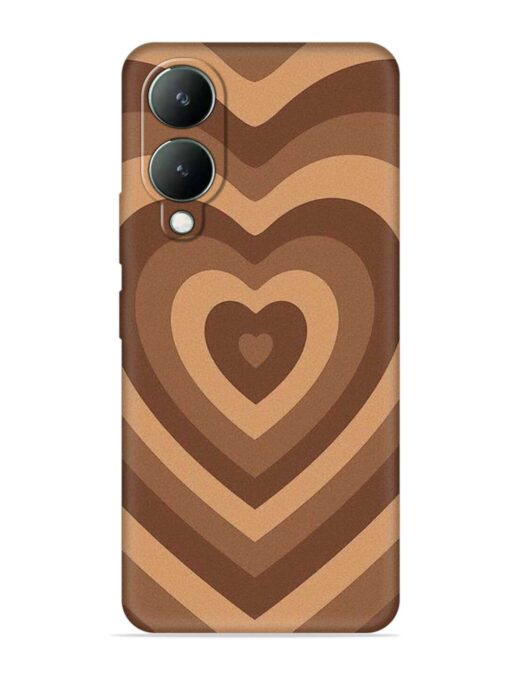 Brown Heart Embossed Soft Silicone Case for Vivo Y17S